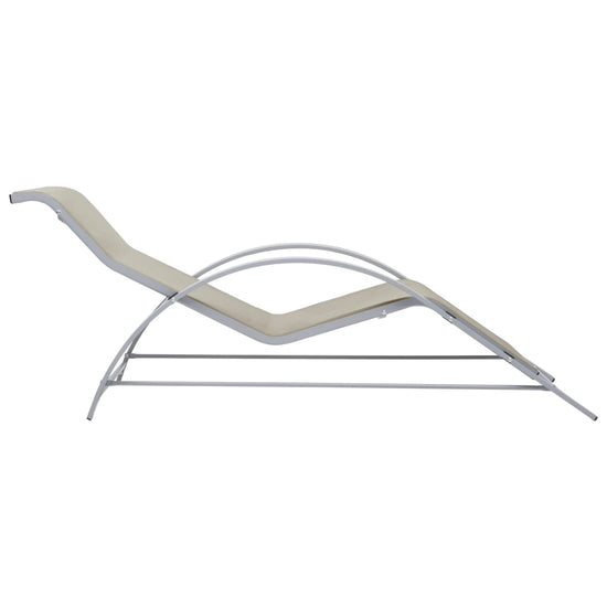 Ligbedden 2 st met tafel aluminium crèmekleurig MeubelReus