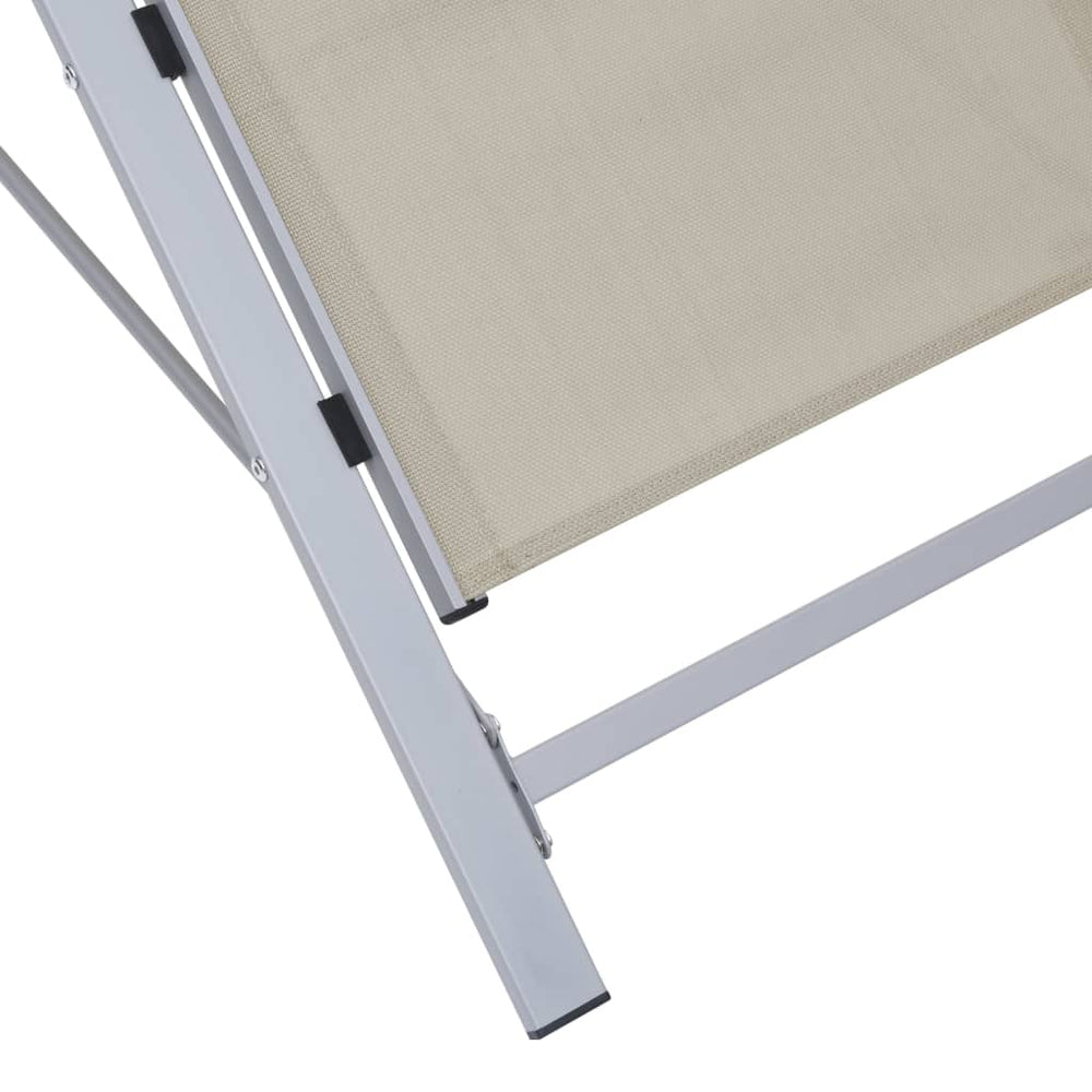 Ligbedden 2 st met tafel aluminium crèmekleurig MeubelReus