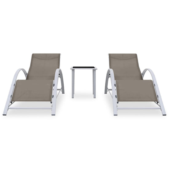 Ligbedden 2 st met tafel aluminium taupekleurig MeubelReus