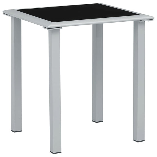 Tuintafel 41x41x45 cm staal en glas zwart en zilverkleurig MeubelReus