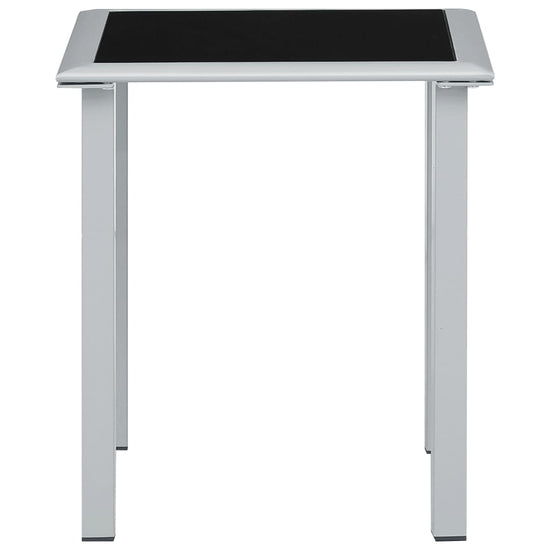 Tuintafel 41x41x45 cm staal en glas zwart en zilverkleurig MeubelReus