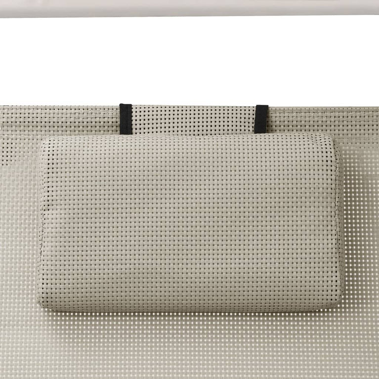 Ligbed tweepersoons met luifel textileen crèmekleurig MeubelReus
