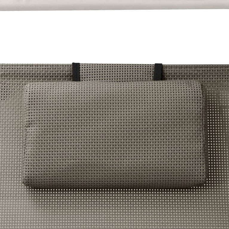 Ligbed tweepersoons met luifel textileen taupe MeubelReus