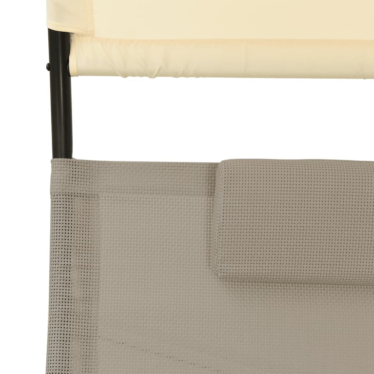 Ligbed tweepersoons met luifel textileen taupe en crèmekleurig MeubelReus