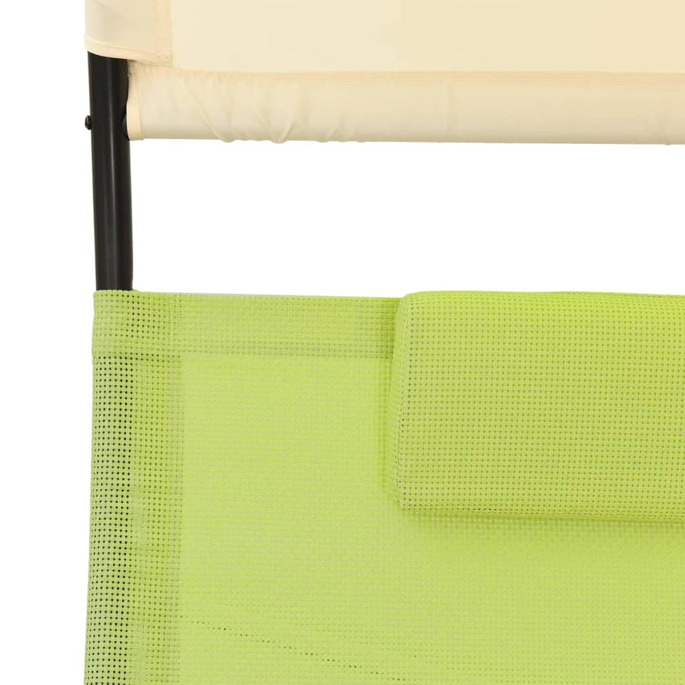 Ligbed tweepersoons met luifel textileen groen en crèmekleurig MeubelReus