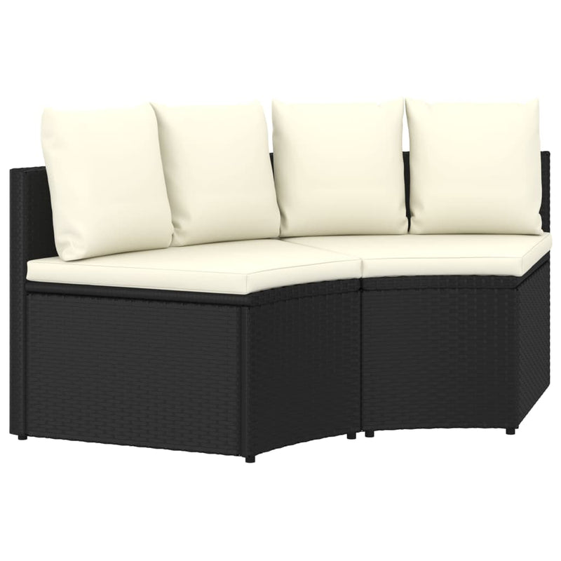 2-delige Loungeset met kussens poly rattan zwart MeubelReus