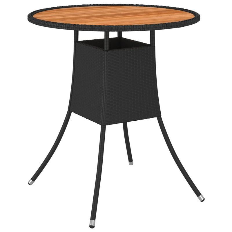 Tuintafel Ø70 cm poly rattan en massief acaciahout zwart MeubelReus