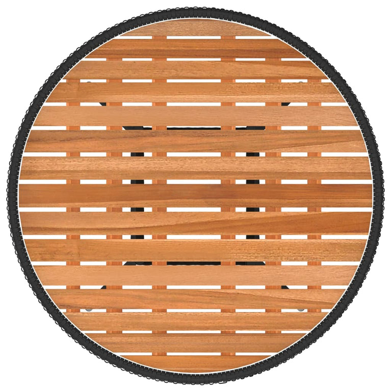 Tuintafel Ø70 cm poly rattan en massief acaciahout zwart MeubelReus