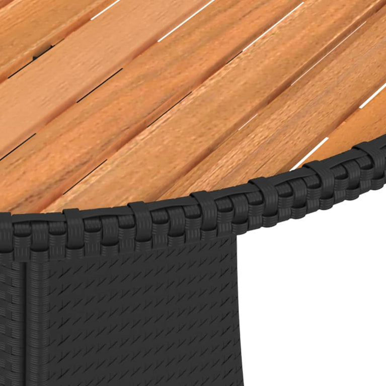 Tuintafel Ø70 cm poly rattan en massief acaciahout zwart MeubelReus