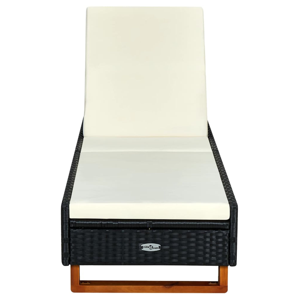 Ligbed met kussen poly rattan zwart MeubelReus