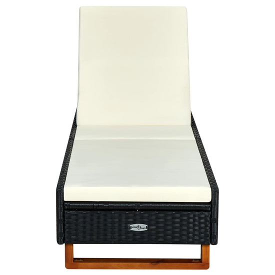 Ligbed met kussen poly rattan zwart MeubelReus