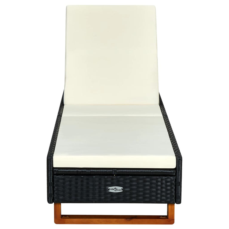Ligbed met kussen poly rattan zwart MeubelReus
