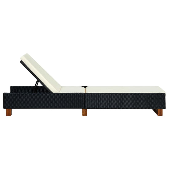 Ligbed met kussen poly rattan zwart MeubelReus