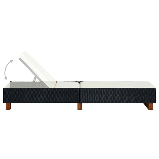 Ligbed met kussen poly rattan zwart MeubelReus