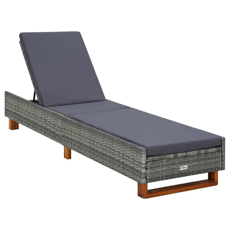 Ligbed met kussen poly rattan grijs MeubelReus