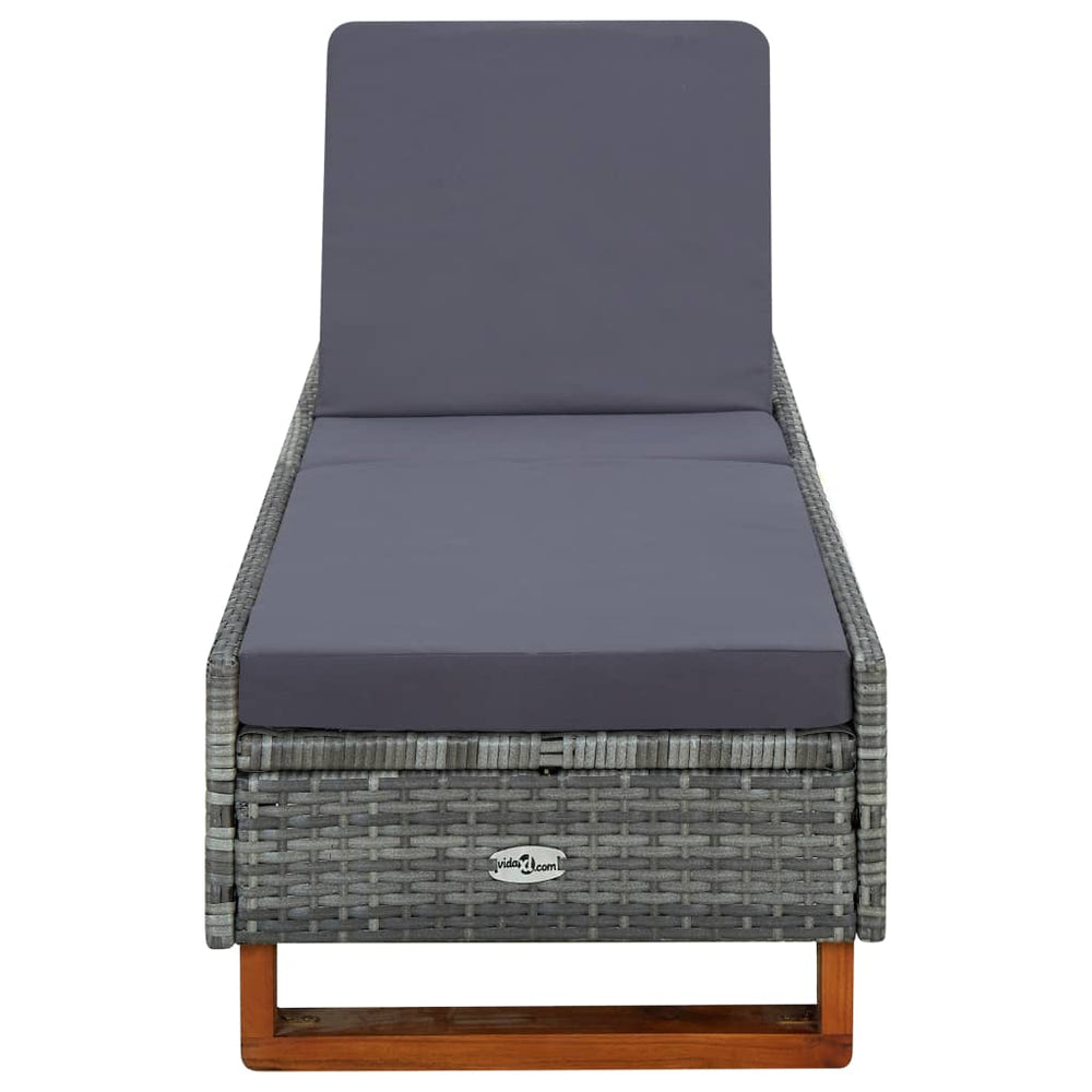 Ligbed met kussen poly rattan grijs MeubelReus