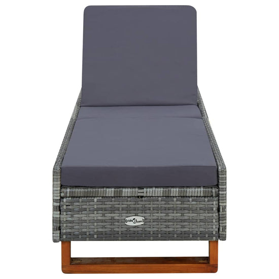 Ligbed met kussen poly rattan grijs MeubelReus