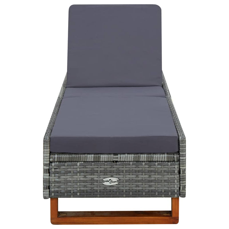Ligbed met kussen poly rattan grijs MeubelReus