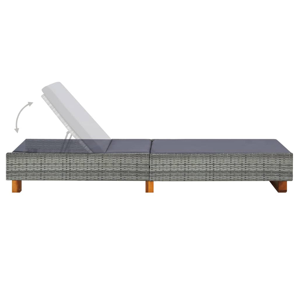 Ligbed met kussen poly rattan grijs MeubelReus