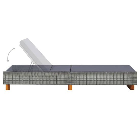 Ligbed met kussen poly rattan grijs MeubelReus
