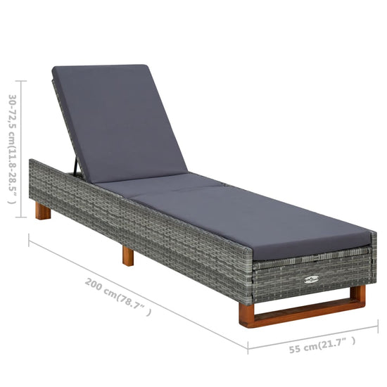Ligbed met kussen poly rattan grijs MeubelReus