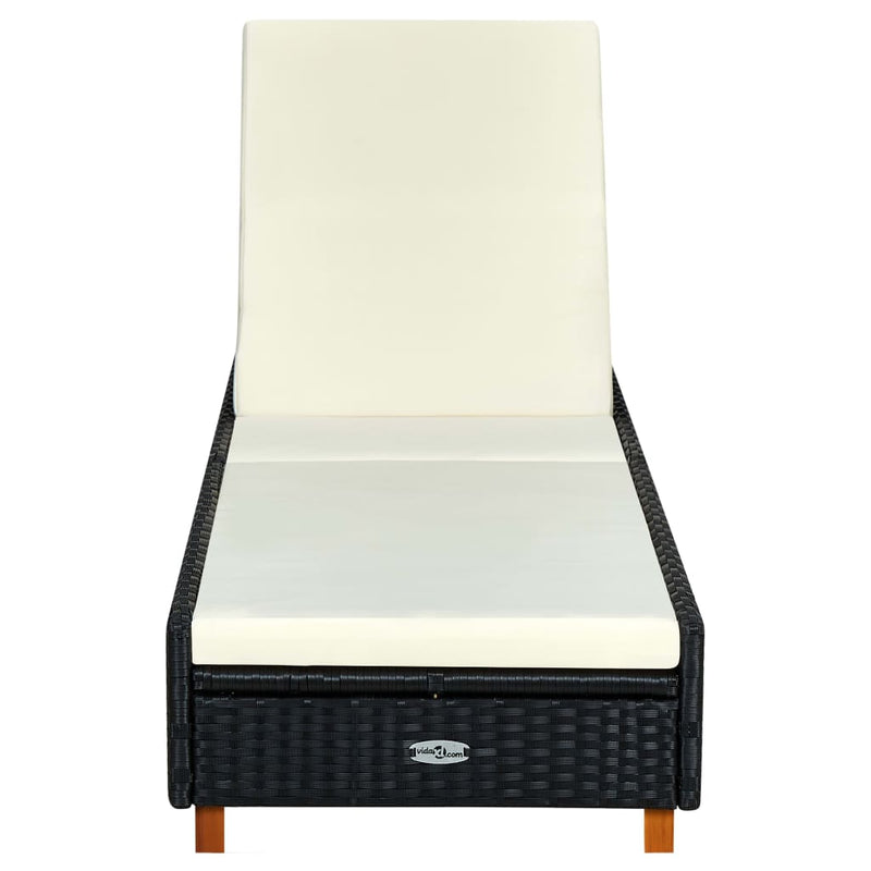 Ligbed met kussen poly rattan zwart MeubelReus