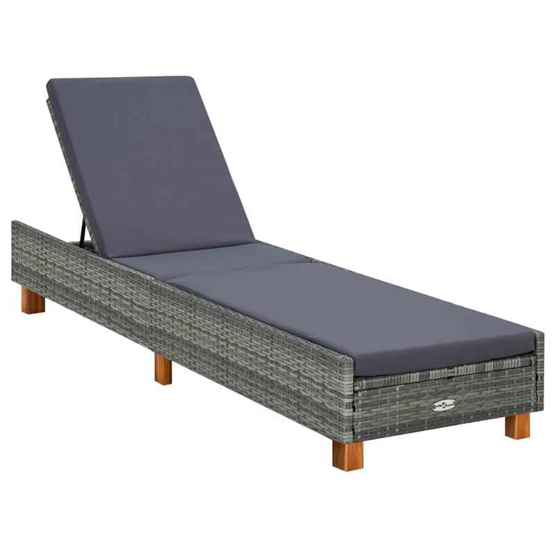 Ligbed met kussen poly rattan grijs MeubelReus