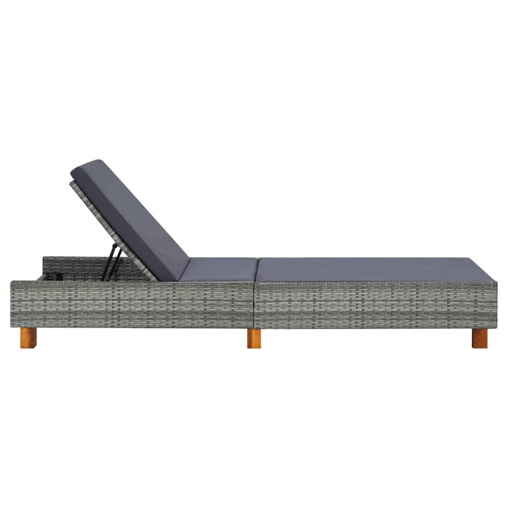 Ligbed met kussen poly rattan grijs MeubelReus
