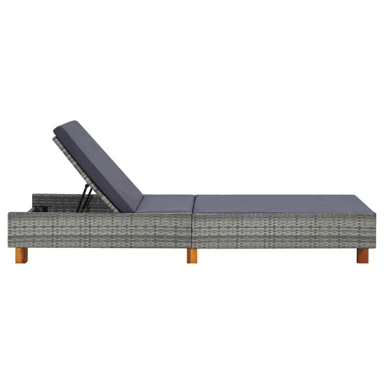 Ligbed met kussen poly rattan grijs MeubelReus