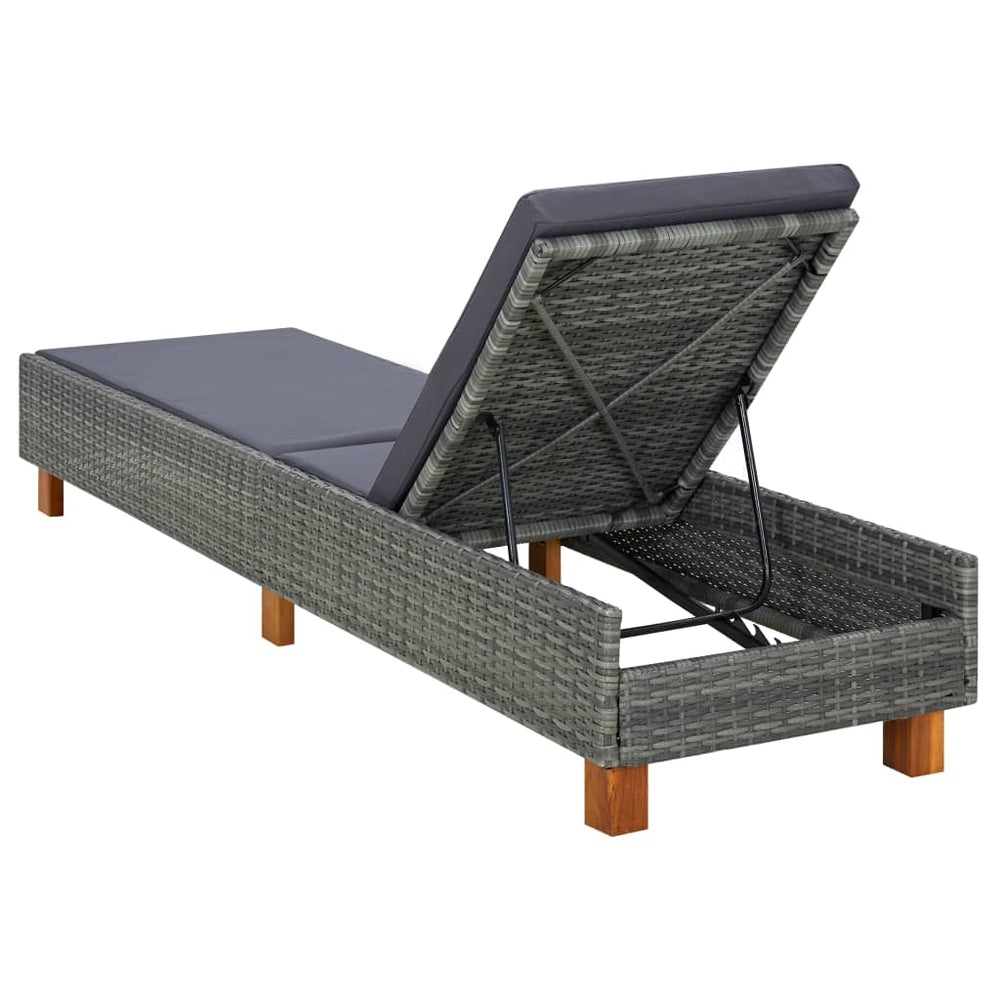 Ligbed met kussen poly rattan grijs MeubelReus