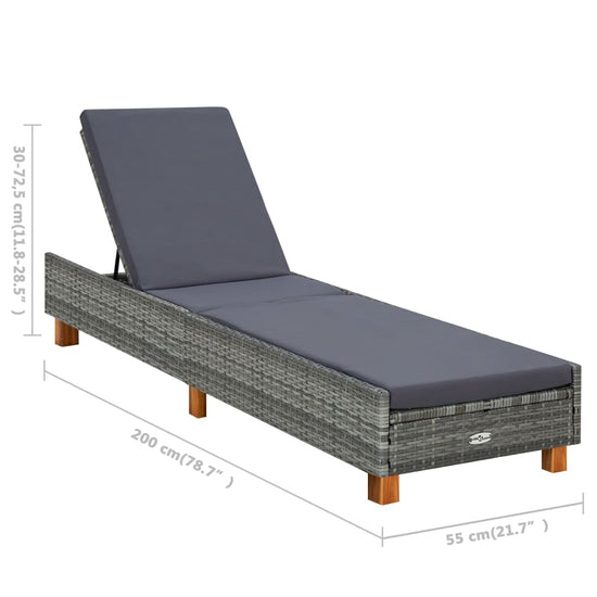 Ligbed met kussen poly rattan grijs MeubelReus