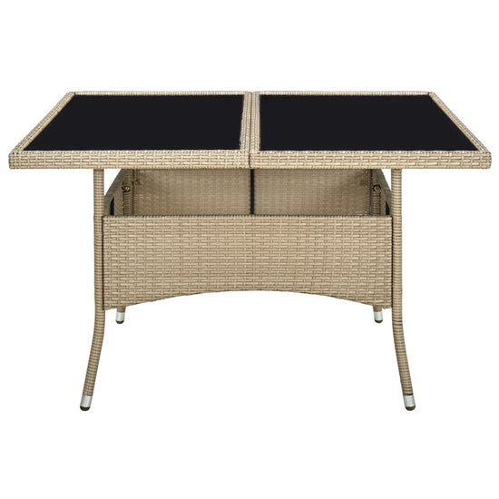 Tuintafel poly rattan en glas beige MeubelReus