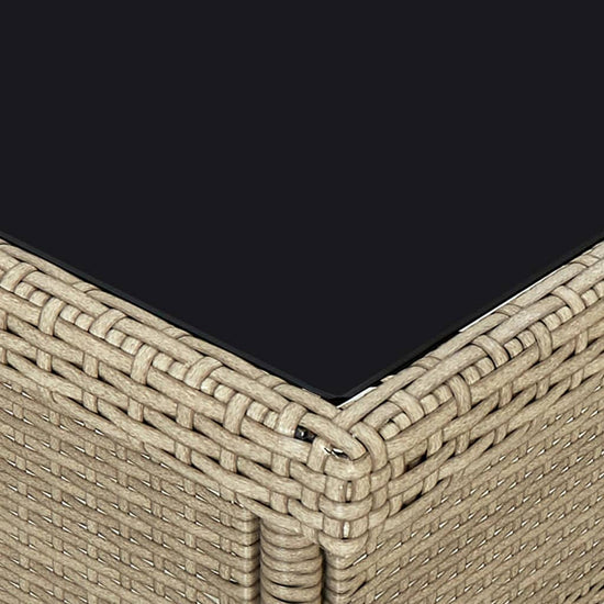 Tuintafel poly rattan en glas beige MeubelReus
