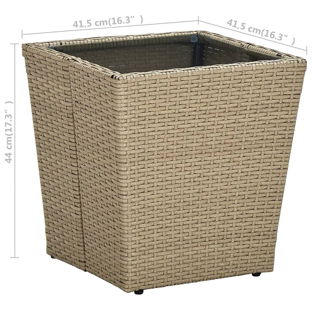 Salontafel 41,5x41,5x44 cm poly rattan en gehard glas beige MeubelReus
