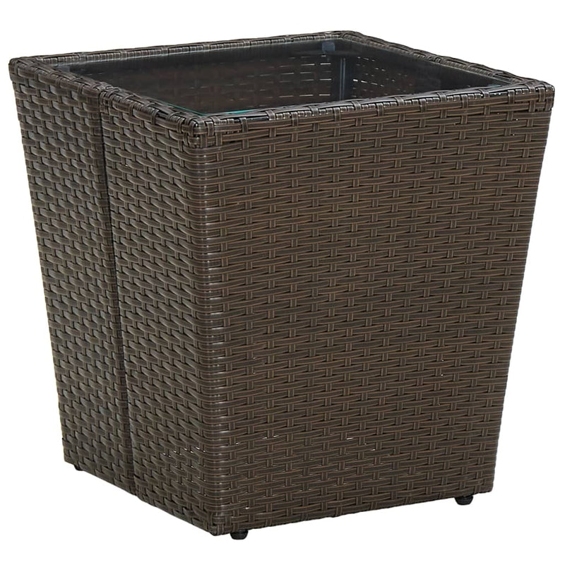Salontafel 41,5x41,5x44 cm poly rattan en gehard glas bruin MeubelReus
