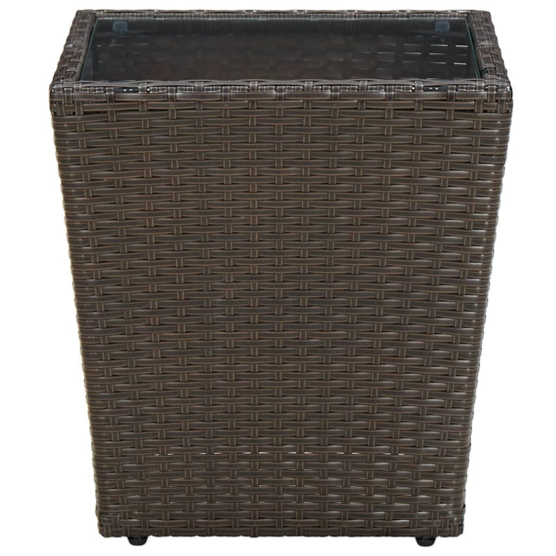 Salontafel 41,5x41,5x44 cm poly rattan en gehard glas bruin MeubelReus