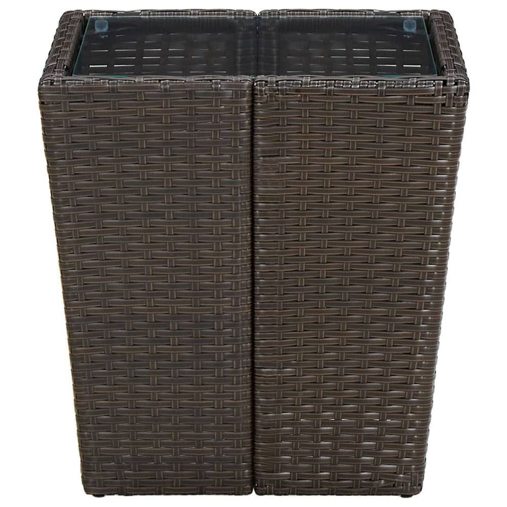 Salontafel 41,5x41,5x44 cm poly rattan en gehard glas bruin MeubelReus