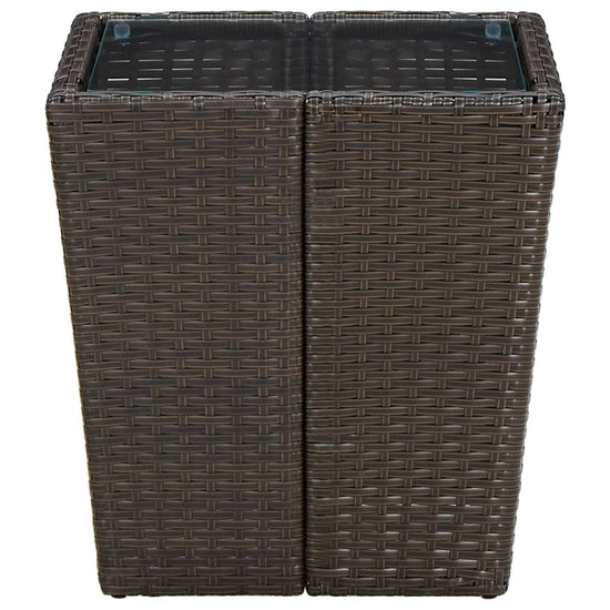 Salontafel 41,5x41,5x44 cm poly rattan en gehard glas bruin MeubelReus