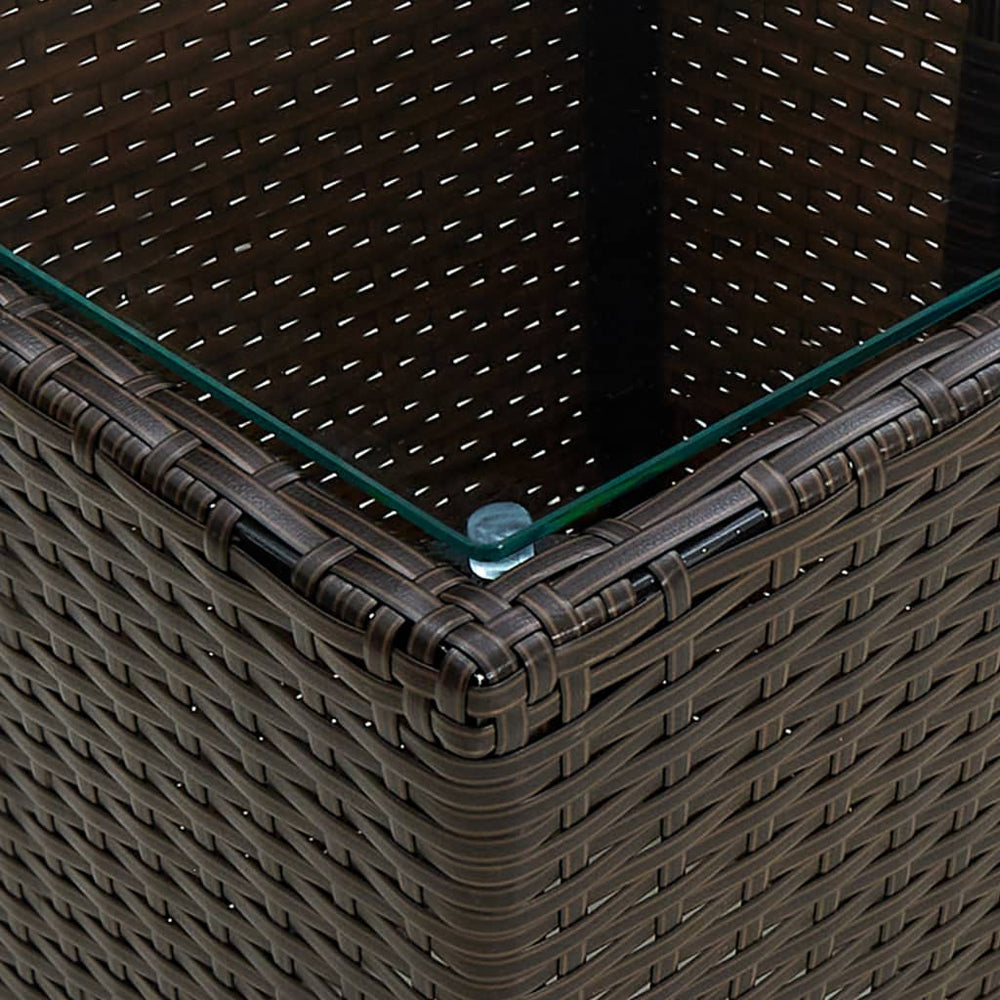 Salontafel 41,5x41,5x44 cm poly rattan en gehard glas bruin MeubelReus