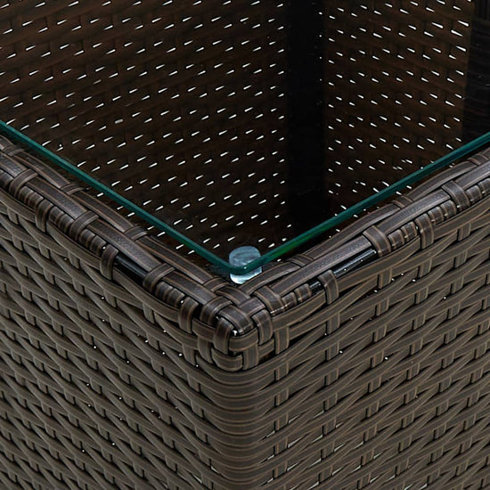 Salontafel 41,5x41,5x44 cm poly rattan en gehard glas bruin MeubelReus