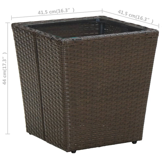 Salontafel 41,5x41,5x44 cm poly rattan en gehard glas bruin MeubelReus
