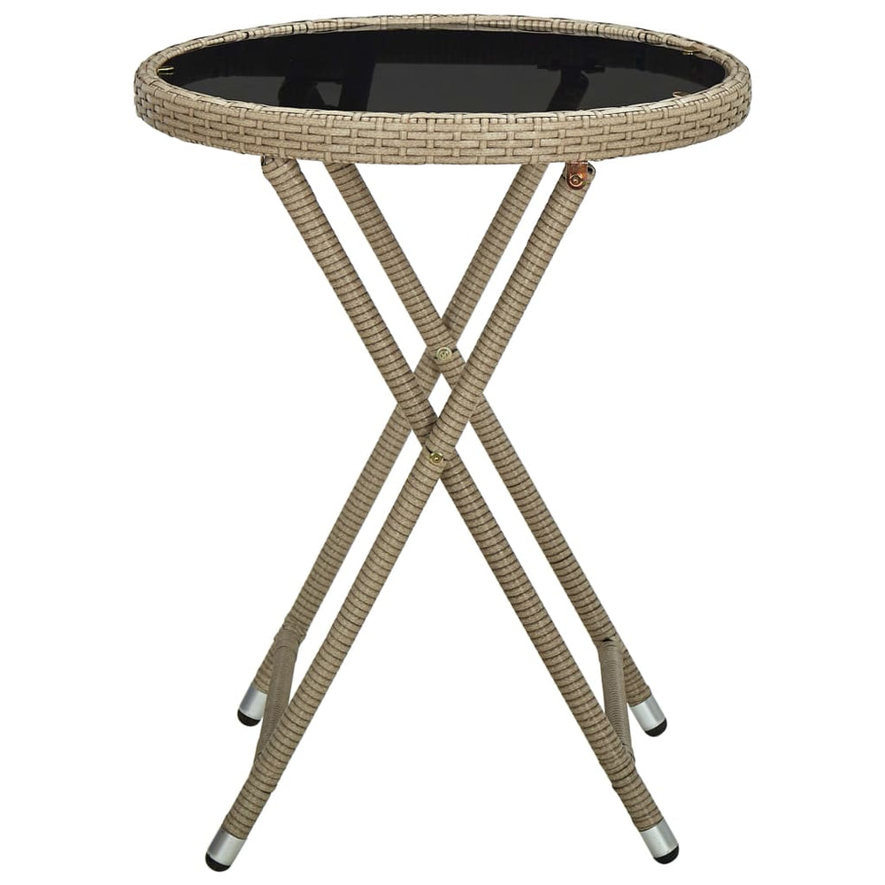 Salontafel 60 cm poly rattan en gehard glas beige MeubelReus