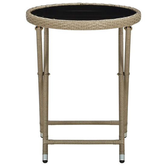 Salontafel 60 cm poly rattan en gehard glas beige MeubelReus