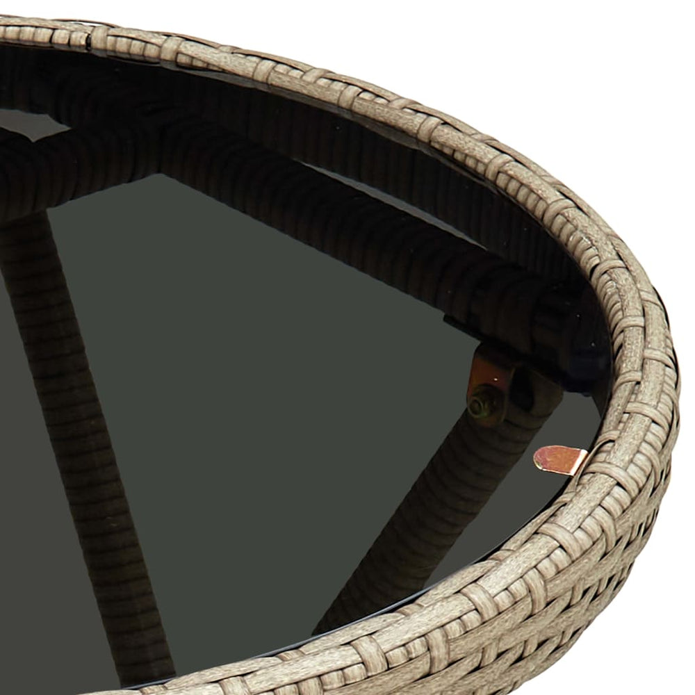 Salontafel 60 cm poly rattan en gehard glas beige MeubelReus