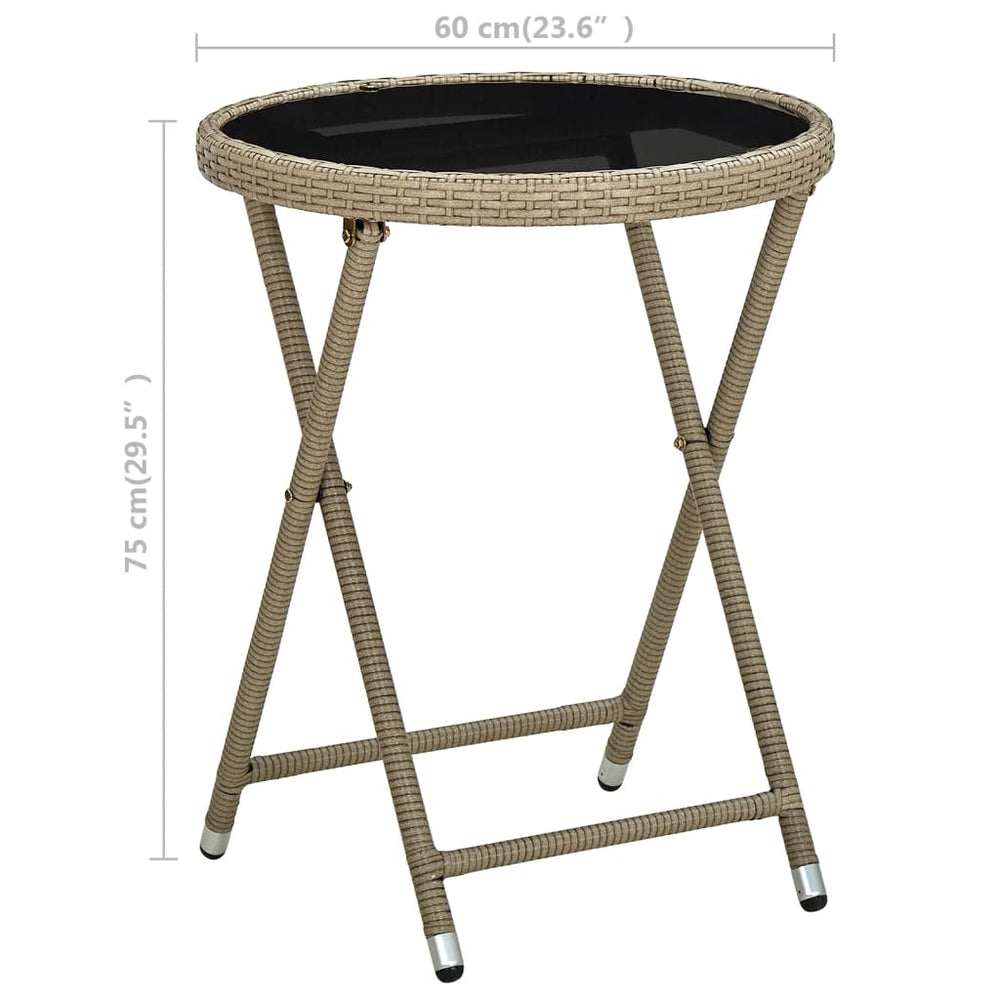 Salontafel 60 cm poly rattan en gehard glas beige MeubelReus