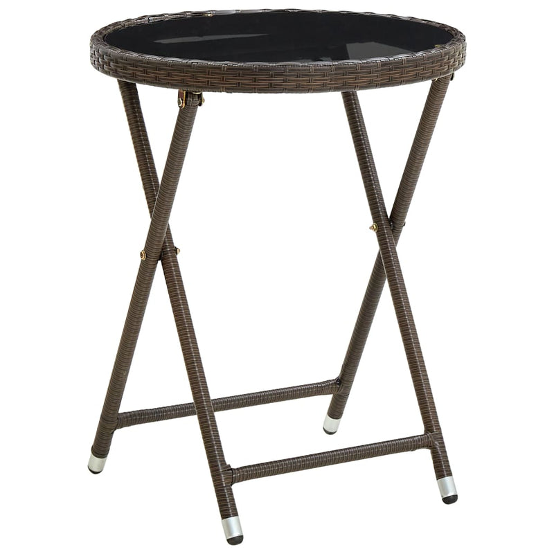 Salontafel 60 cm poly rattan en gehard glas bruin MeubelReus