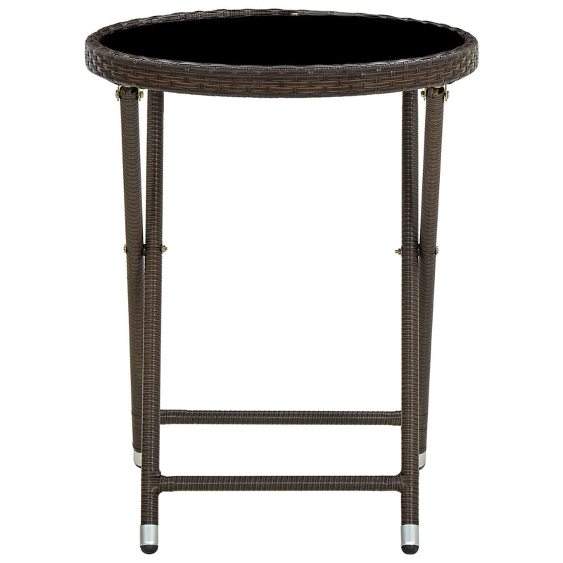 Salontafel 60 cm poly rattan en gehard glas bruin MeubelReus
