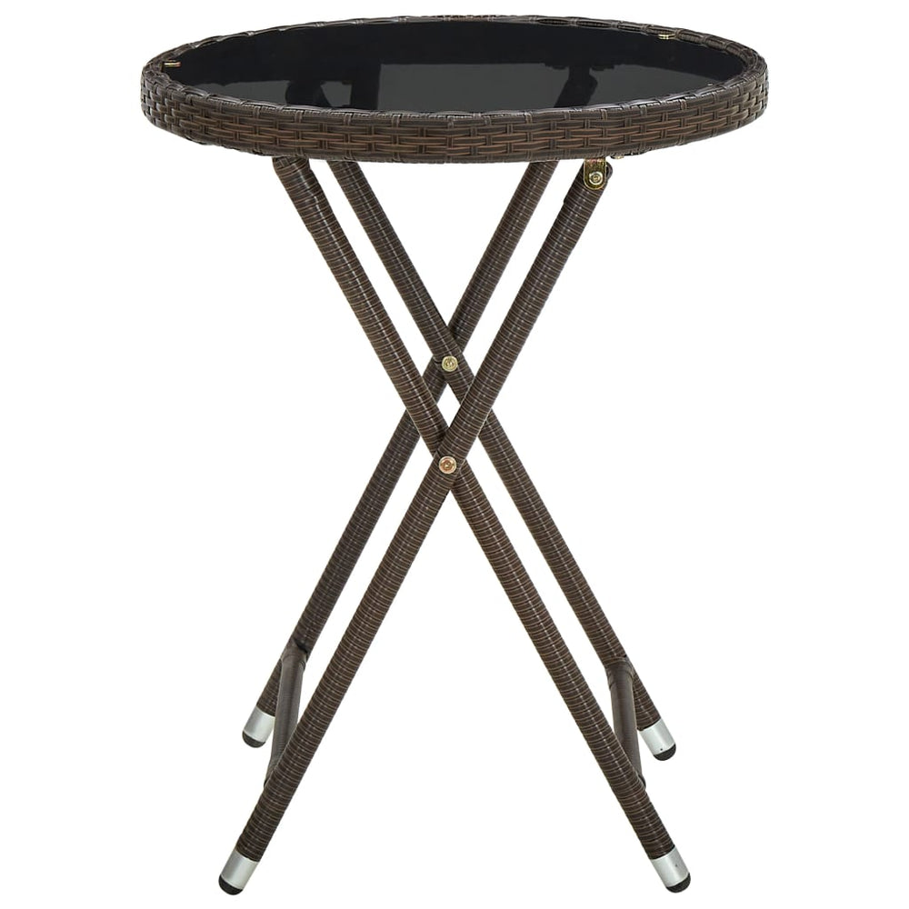 Salontafel 60 cm poly rattan en gehard glas bruin MeubelReus