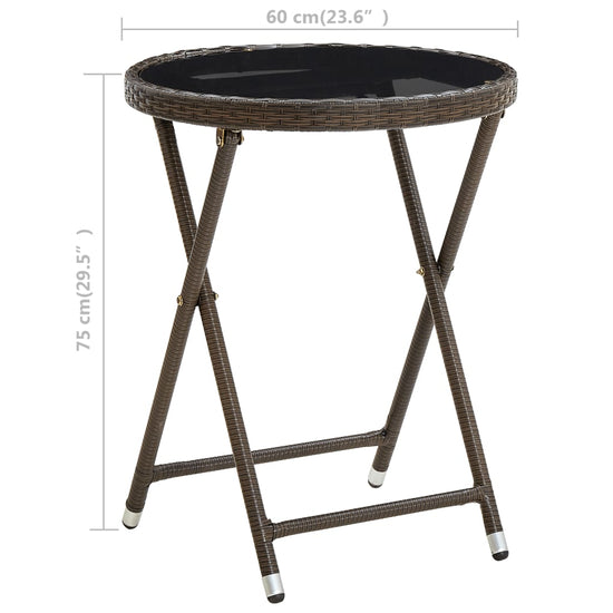 Salontafel 60 cm poly rattan en gehard glas bruin MeubelReus