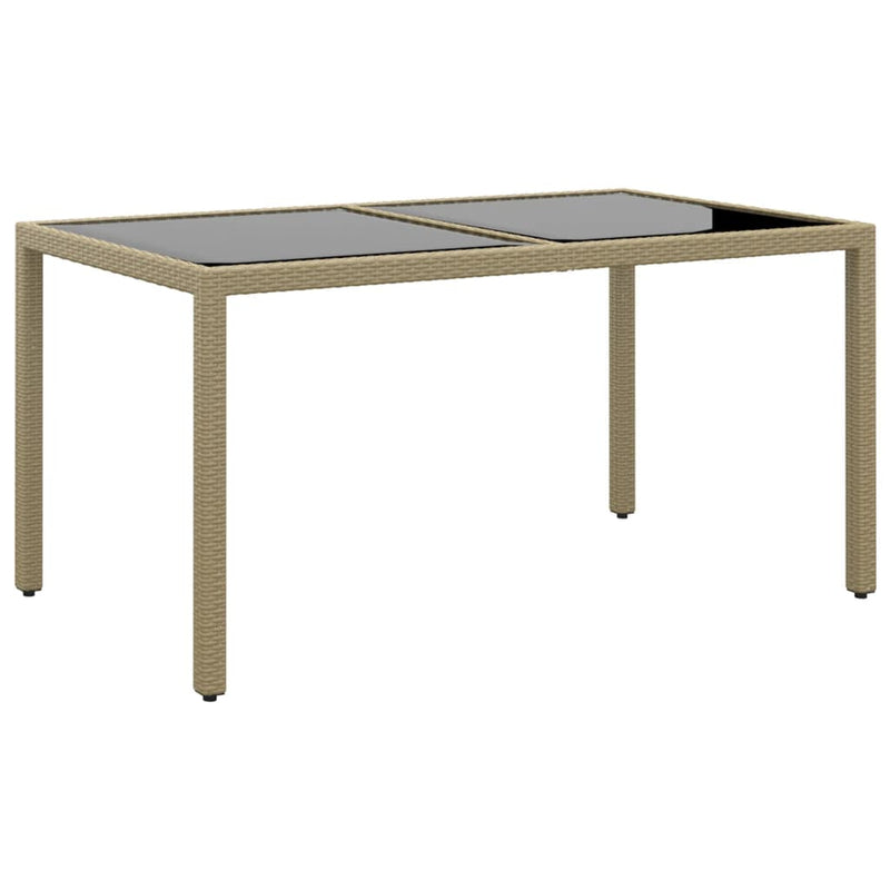Tuintafel 150x90x75 cm gehard glas en poly rattan beige MeubelReus